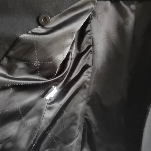 Trina Turk wool moto winter coat - faux leather - sweater trim - EUC - size 10 - Picture 7 of 8